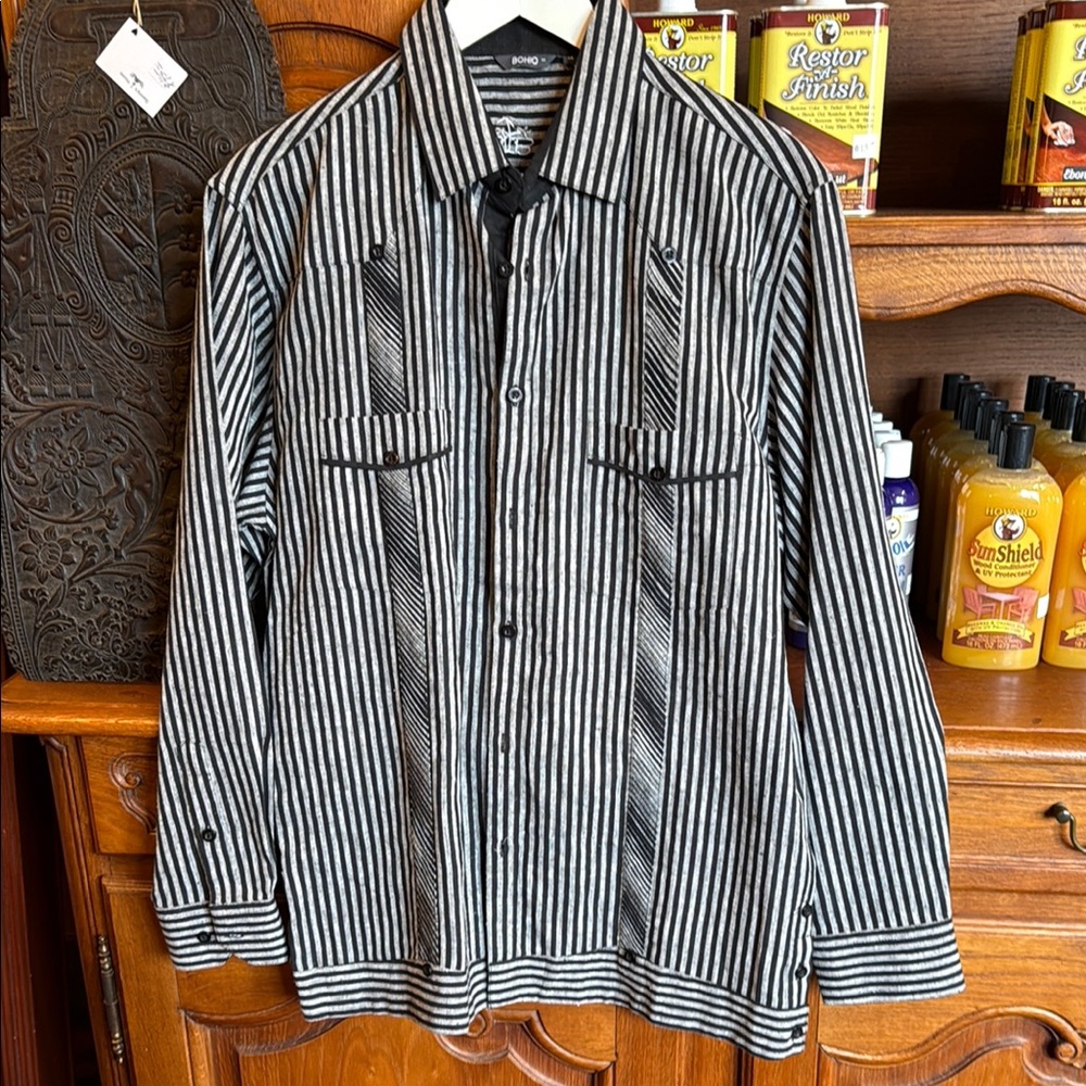 Roar Black and White Striped Shirt